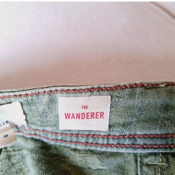 Anthropologie The Wanderer Green Leaf Jacquard Straight Leg Jeans 28 - Picture 8 of 9